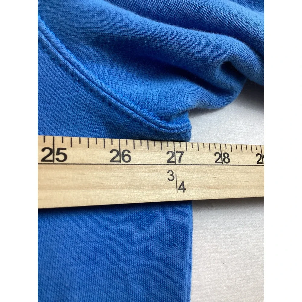 The North Face Mens XXL Blue Fleece Hoodie Chest Stripe Logo Pullover Sweatshirt